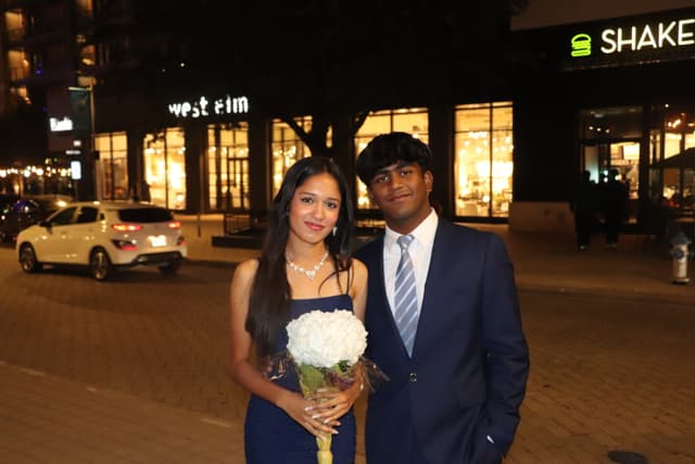 Formal evening photo outside West Elm