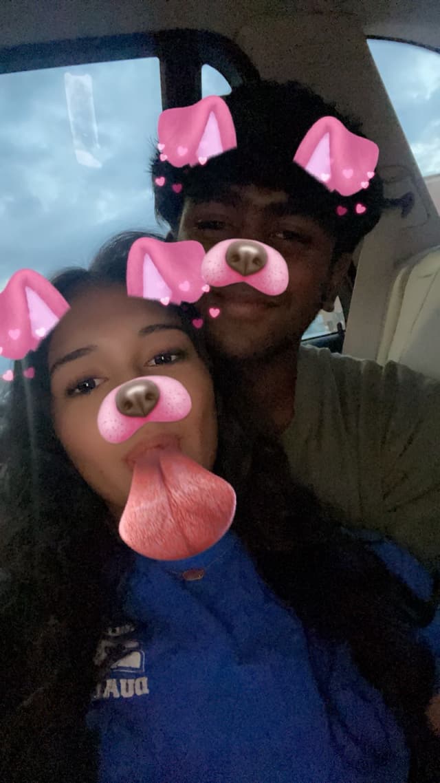 Playful car selfie with filters